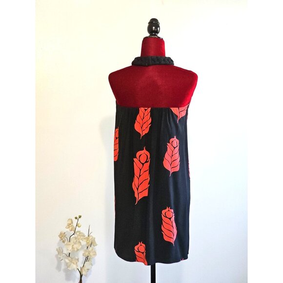 NWT Temperley London Women's Red Black Floral Silk Halter Neck Dress Size 6 2338 - Picture 7 of 13